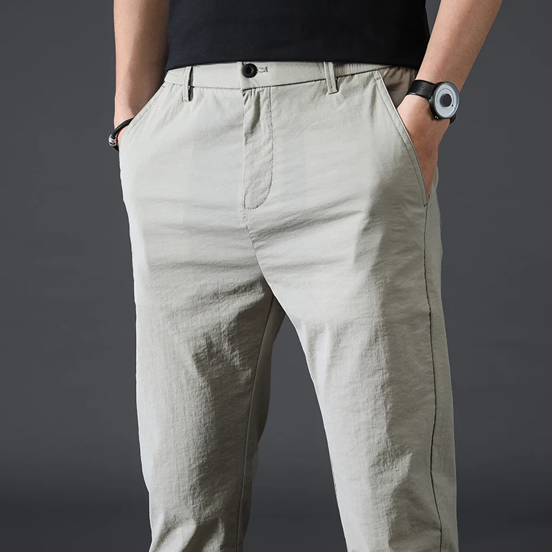 

2020 Men's Spring summer Fashion Business Casual Long Pants Suit Pants Male Elastic Straight Formal Trousers Plus Big Size 28-38