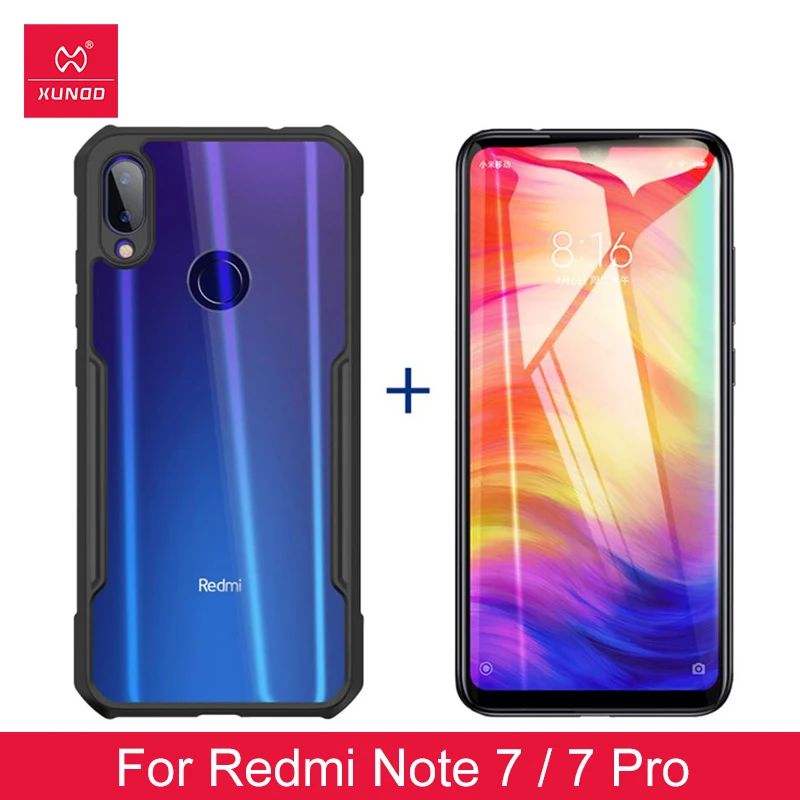 

Xundd Phone Case Set For Xiaomi Redmi Note 7 7pro Protective Case Bumper Clear Cover With Screen Protector Tempered Glass Set