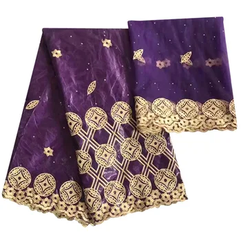 

New Arrival Stone African Bazin Riche Getzner Fabric With Embroidery Lace Tissu Bazin Riche Dress Material Nigerian style YT-985