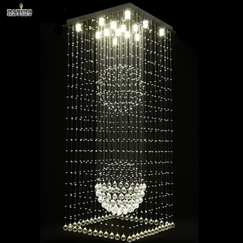 

Modern Elegant Led Large Chandeliers Lighting Fixtures for Hotel Villa Crystal Ball Shape Lamp