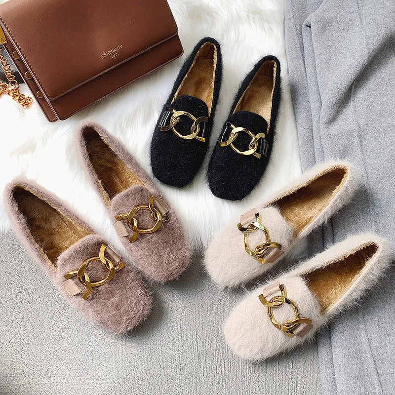 Женская обувь на плоской подошве с теплым мехом zapatos mujer женская повседневная