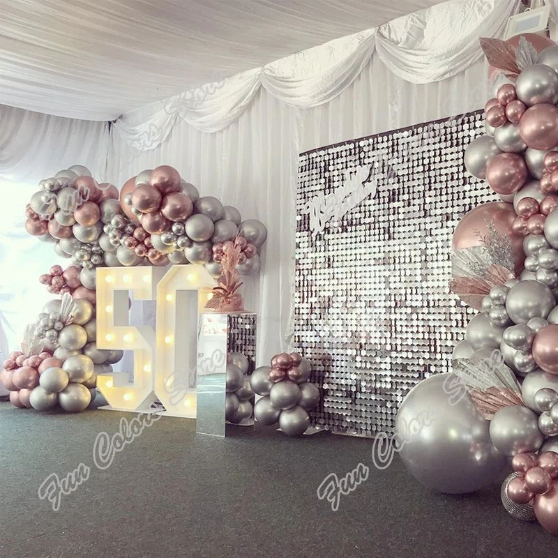 

247pcs Rose Gold Birthday Party Background Baby Shower DIY Silver Wedding Celebration Dinner Table Decoration Balloon Garland