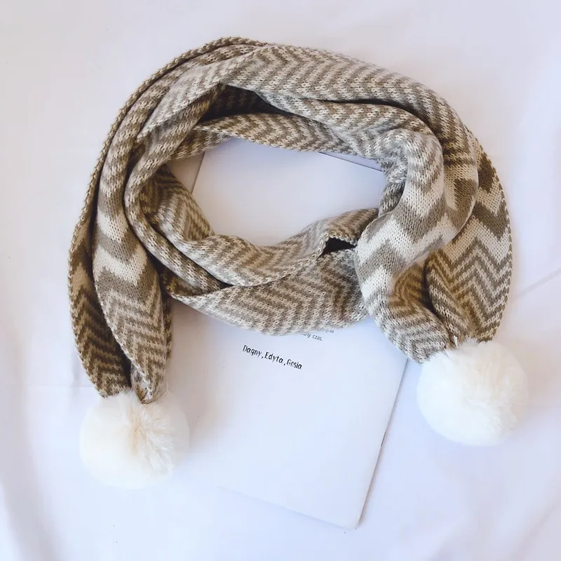 Children Wave Stripes Scarf Acrylic Keep Warm Scarves Boys Girls Autumn Winter Long Scarf