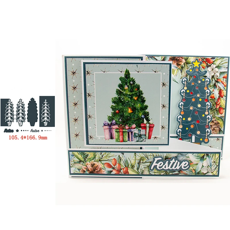 

12-piece Set Fancy Christmas Tree Cut Panels or Borders Metal Cutting Dies Scrapbooking Album Paper DIY Cards Crafts New 2019