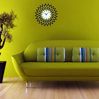 

Art Metal Diamonds Wall Clock Modern Silent Clock Hanging Decor for Living Room Bedroom Office