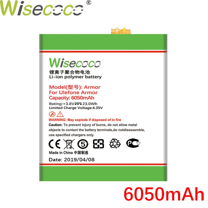 WISECOCO 6050 мАч бронированный Аккумулятор для Ulefone Armor смартфона новейшее производство высокое качество аккумулятор+ номер отслеживания