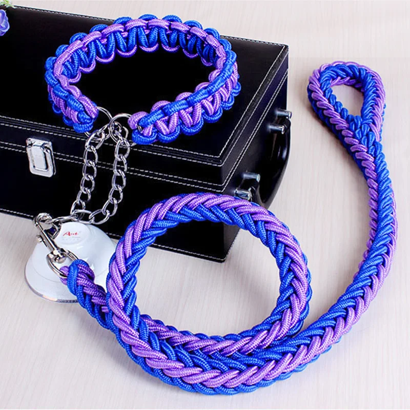 Large Dog Leash Big Dog Chain Leash Supplies Pet Collars Chest Strap Dog Collar Rope Golden Retriever Labrador Durable Leash 30