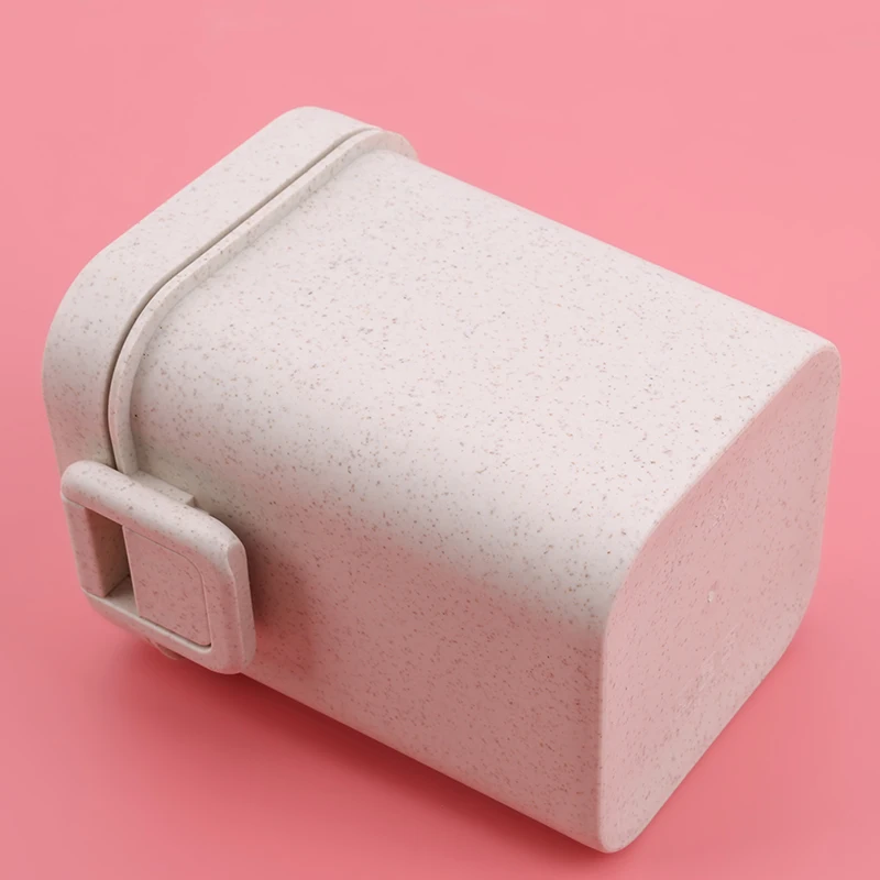 Multicolor Wheat Straw Soup Cup Anti-scalding Microwave Square Buckle Sealed Soup Tank Kitchen Tableware