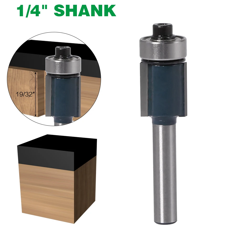

1PC 1/4" 6.35MM Shank Milling Cutter Wood Carving Trim Router Bit With Bearing For Wood Template Pattern Bit Tungsten Carbide