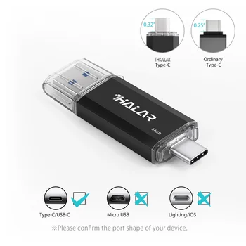 

THKAILAR 256GB USB 3.0 Type-C OTG USB Flash Drive 128gb 64gb Pendrive 32gb Pendrive 16GB Memory stick USB Key for Andriod/PC