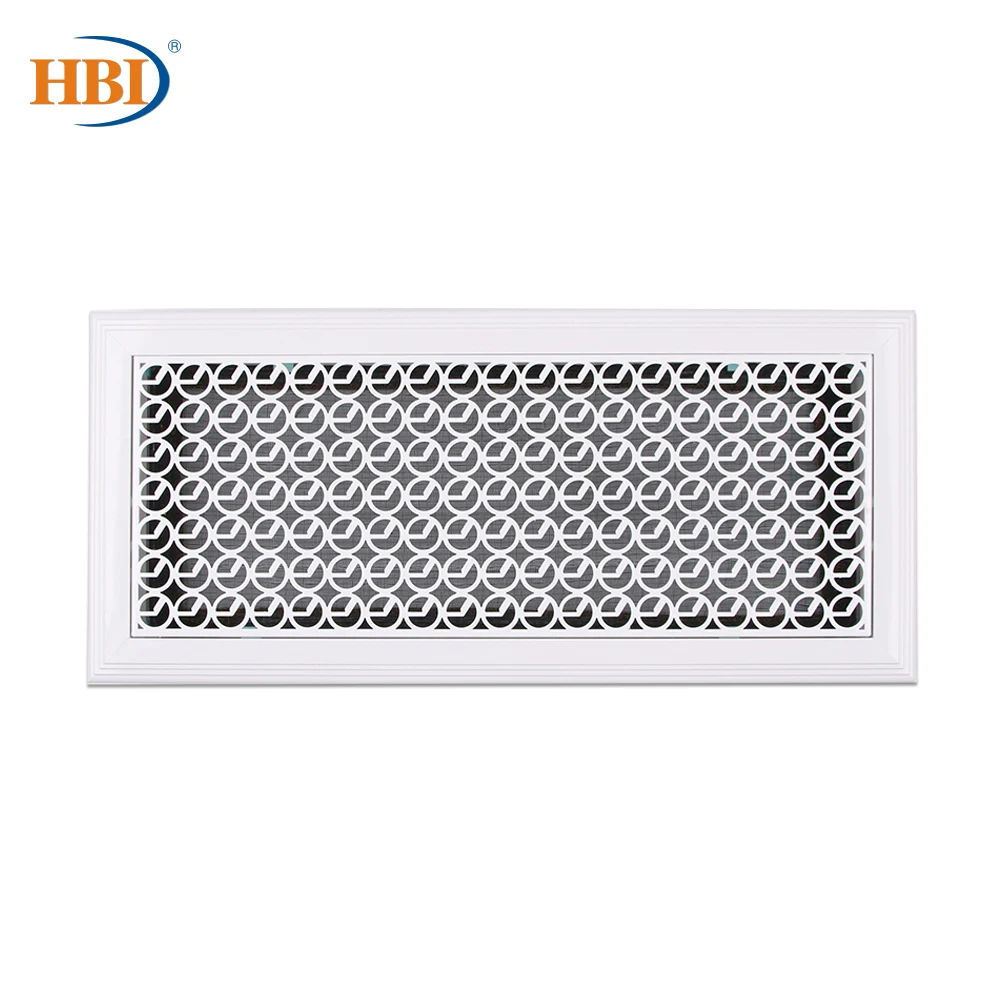 

500mm x 200mm Circle-Pattern White Rectangular Plastic Frame Steel Decorative Return Air Grille Vent Retro Style Air Register