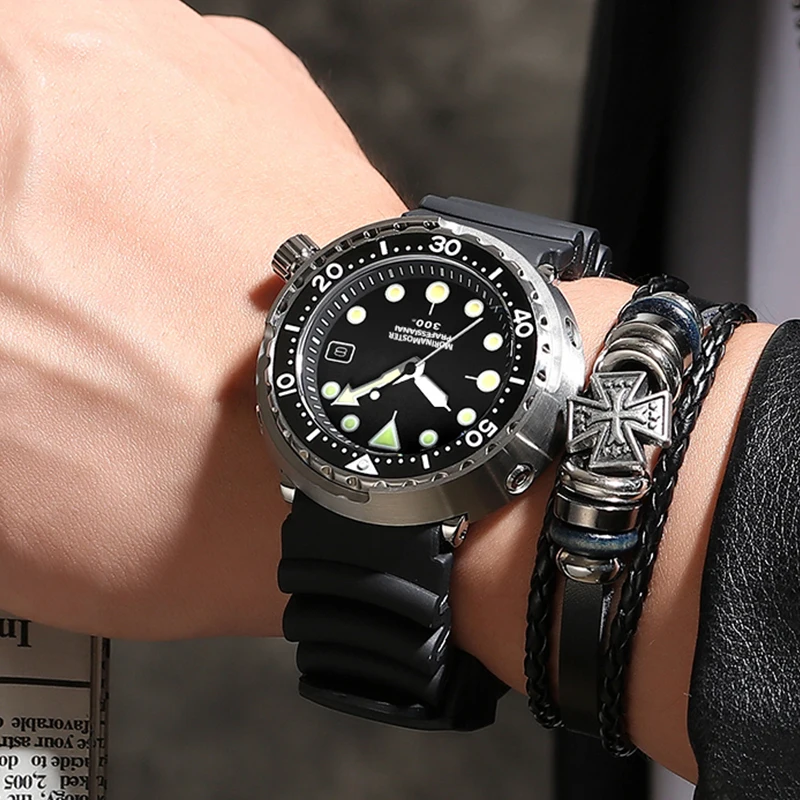 Addies Top Brand Luxury Mechanical Men Watches 300m Diver Ceramic Bezel Sapphire Glass Stainless Steel Luminous Automatic Watch
