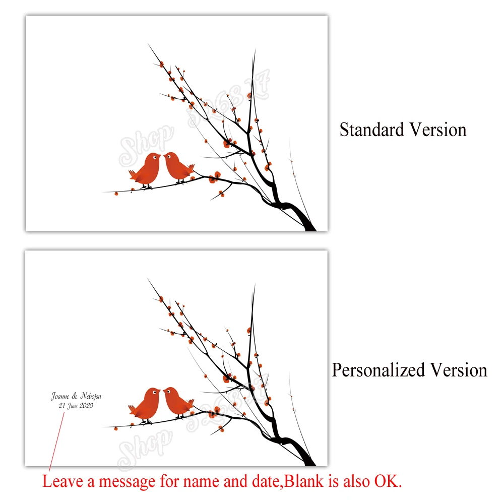 Влюбленные под свадебное дерево креативный DIY отпечаток пальца гость книга холст печать отпечаток для подписи книга для украшения свадьбы - Цвет: HK003