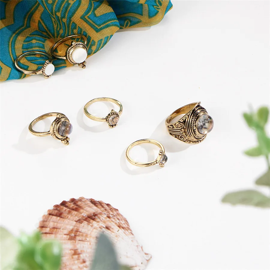 RAVIMOUR, античное золото, кольца на кастет для женщин, в виде ракушки, дизайн, геометрический, в стиле панк, бохо, набор колец на палец, индийское пляжное ювелирное изделие, Bague Femme