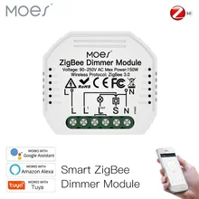 Moes Mini DIY Tuya ZigBee 3.0 Smart Dimmer Switch Module Hub Required Smart Life App Alexa Google Home Voice Control 1/2 way