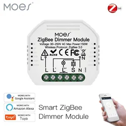 Moes Mini DIY Tuya ZigBee 3.0 Smart Dimmer Switch Module Hub Required Smart Life App Alexa Google Home Voice Control 1/2 way