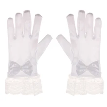 Satin Lace Wrist Length Bridesmaid Flower Girl Kids Gloves Kids Party Fancy Dress