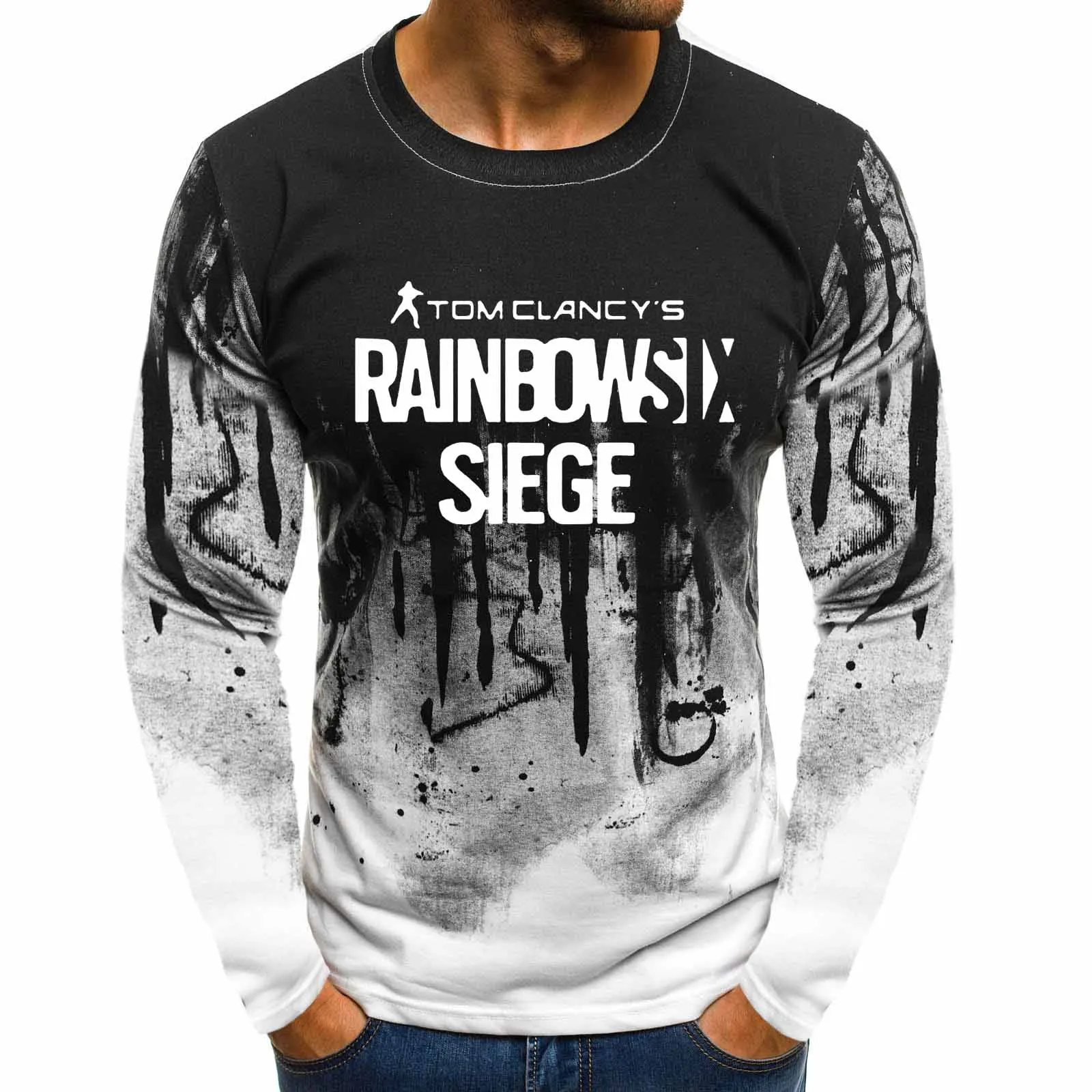 Rainbow six siege Свитшоты модные мужские градиентные пуловер с круглым вырезом толстовки пуловер с принтом толстовки хип хоп Harajuku для мужчин Clo
