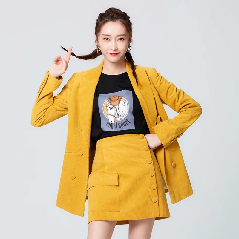 

The Same Yellow Suit Coat The Goddess of Temperament The Goddess of Hong Kong and The Ancient Suit In Autumn 2019 Jacket Women