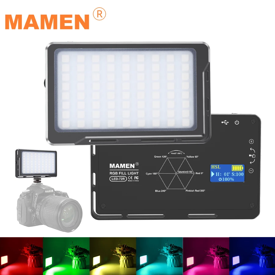 MAMEN RGB с регулируемой яркостью 4000 мА/ч заполняющий свет полноцветная светодиодная