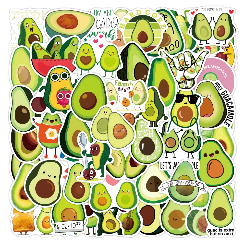 Adesivos de abacate com desenho kawaii, 10/50/100 peças, para crianças,  faça você mesmo, garrafa de água, caderno, adesivo de brinquedo para meninas