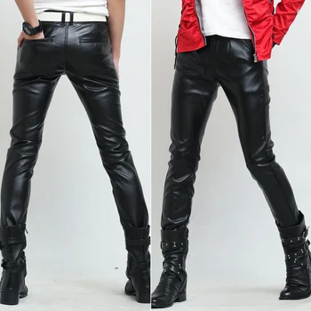 

Tight Leather Pants Male Clothing Trend Skinny Pants Spring Male Trousers Male Black Streetwear Ropa De Hombre 2020 Streetwear