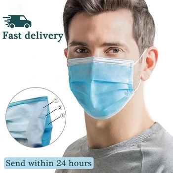 

in stock ! 3 Layers Anti-Dust Anti-Pollution Face Mask Disposable Protect Masks Non-woven Meltblown Cloth Masks Protective Masks