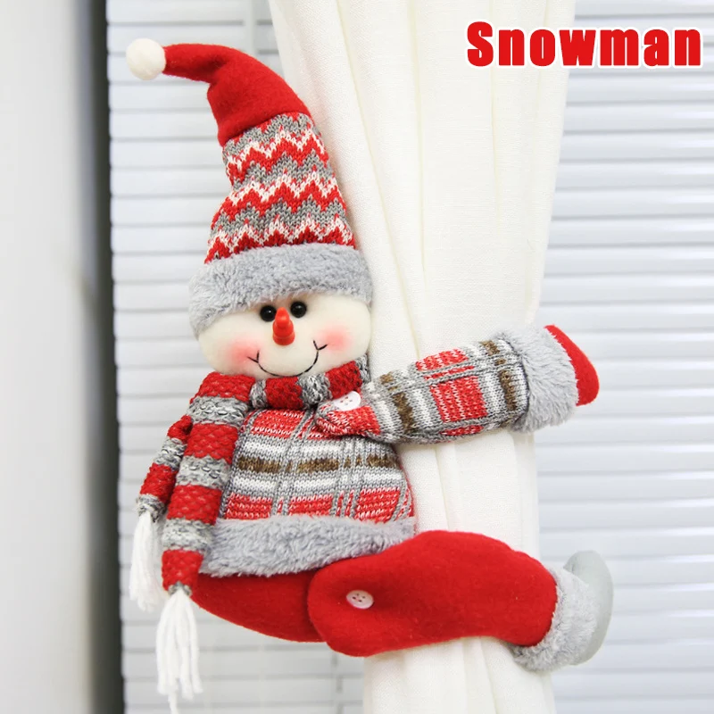 snowman Рождественская занавеска Tieback Крюк окно ремень Пряжка держатель Рождественское украшение для дома QP2 - Цвет: snowman