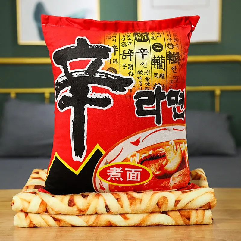 Simulation Instant Noodles Plush Pillow With Blanket Stuffed Braised Beef/Lao Tan Sauerkraut Beef/Fried Noodles Shin Ramen Gifts plush toys