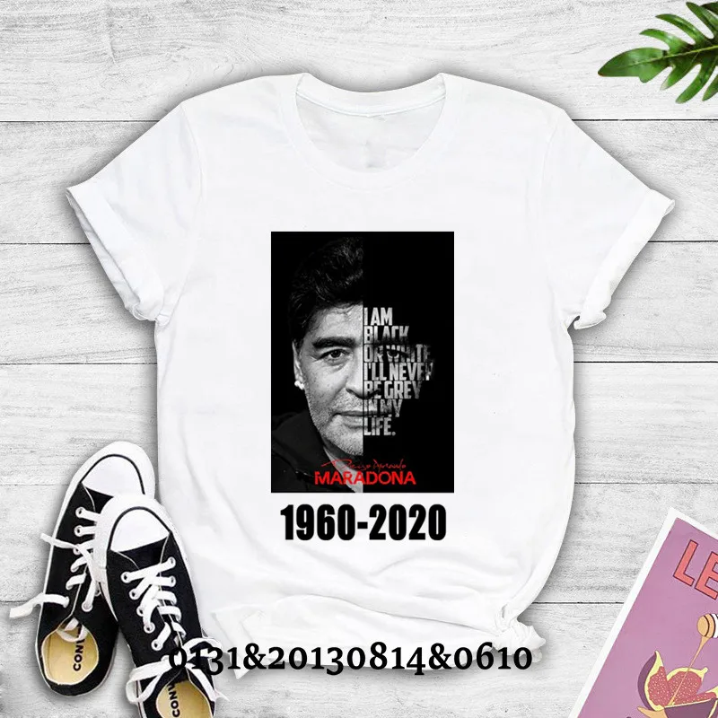 

1960-2020 Diego Maradona printed T-shirt women short-sleeved Harajuku T-shirt Maradona commemorative shirt top T-shirt women