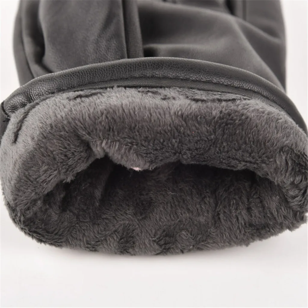 Men sheepskin gloves genuine leather glove for men winter Outdoor warm fur thickening thermal patchwork gloves#4