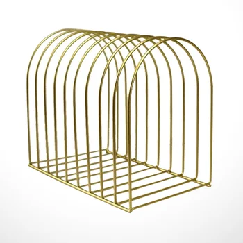 

Nordic Iron Bookshelf Desktop Small Storage Bookshelf Rack Office Desktop Document Storage Rack for Book Magazine File (Golden)