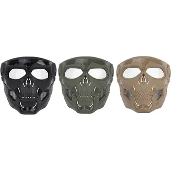 

Airsoft Paintball Full Face Skull Skeleton Mask with Goggles Military Halloween Impact Resistant Shield Covers Game Party Props