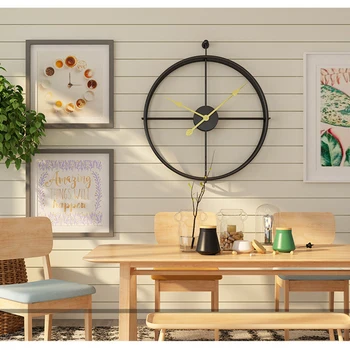 

Iron Art Wall-Mounted Large Silent Clock European Style Modern Design Clocks For Home Decor Office Hanging Wall Watch Clock