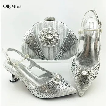 

High Quality African Style Ladies Rhinestone Shoes And Bag Set Summer Elegant Shoes With Matching Bag Set For Party