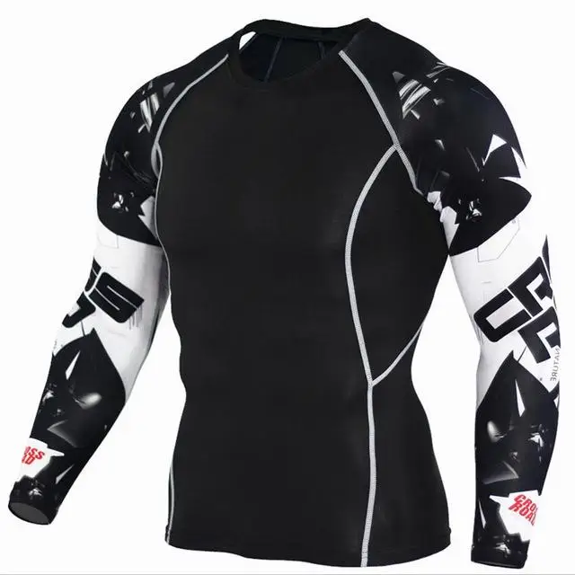 Топы и футболки, мужская толстовка rashgarda mma с длинным рукавом, термобелье, компрессионная для кроссфита, трико для бега, спортивный костюм 4xl - Цвет: crossfit t-shirt 4