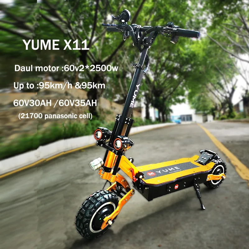 YUME-patinete eléctrico plegable X11 para adultos, potente Motor de 11  pulgadas, neumáticos todoterreno de 5000W, hasta 55 millas y 60MPH -  AliExpress Deportes y entretenimiento