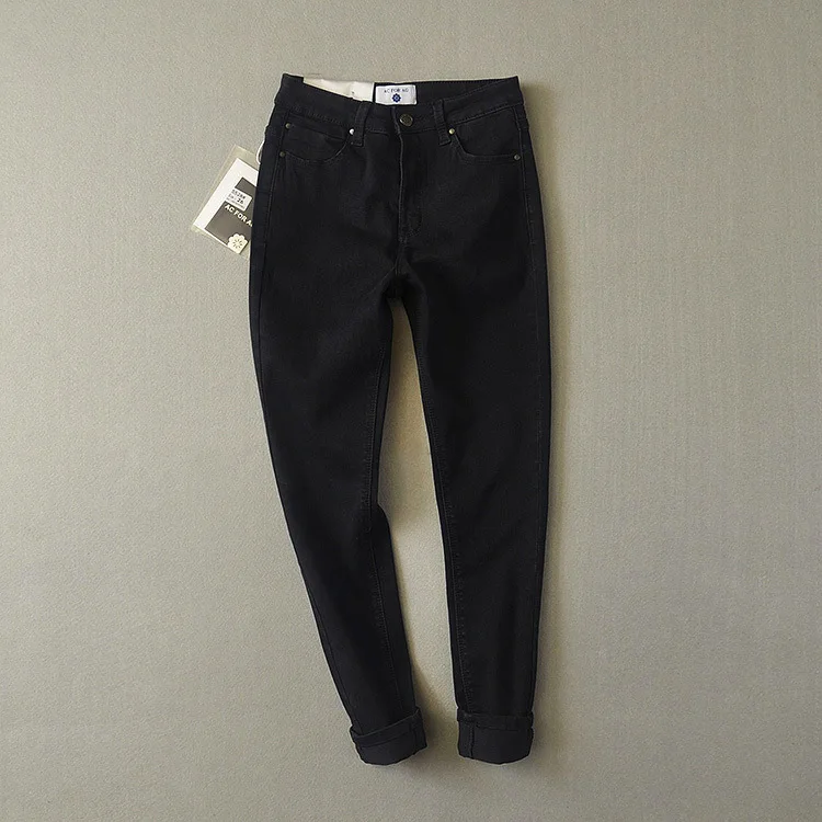 Осень стиль западный стиль Slim Fit для похудения acforag с высокой талией эластичные джинсы зауженные брюки женские