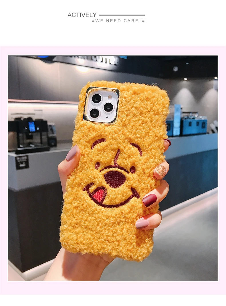 Для iphone 11 pro toy story теплый чехол, монстры инопланетянин пушистый чехол меховой зимний чехол для iphone XS Max XR X 7 8 plus милый чехол - Цвет: Серый
