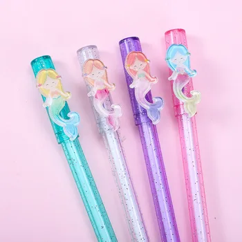 

24 pcs/lot Glitter Mermaid Erasable Gel Pen Cute 0.5 mm blue ink Signature pen School Office writing Supplies Stationery