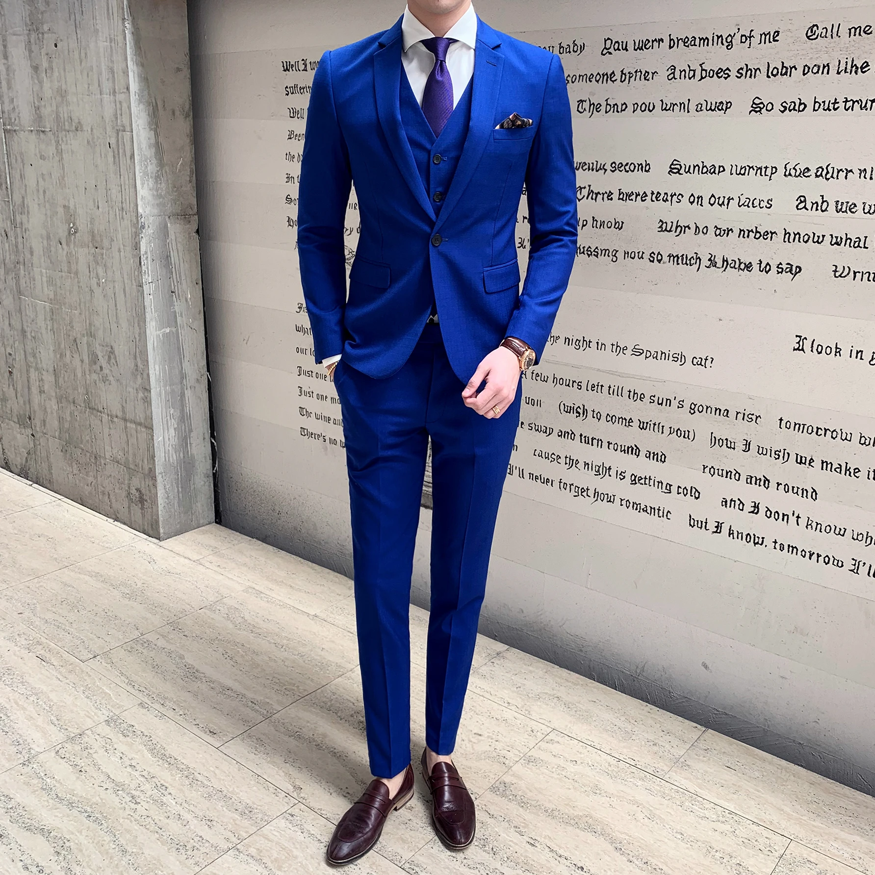 Королевский синий смокинг мужские свадебные костюмы Homme Mariage Vestidos Hombre Para Matrimonio повседневные свадебные костюмы для мальчиков хост костюмы
