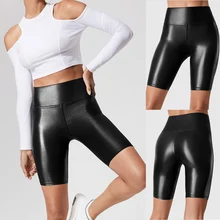

Women Leggings High Waist Stretch Shorts Solid Fitting Yoga Gym Sport Workout Running Faux Leather Black Skinny Sexy Club Shorts