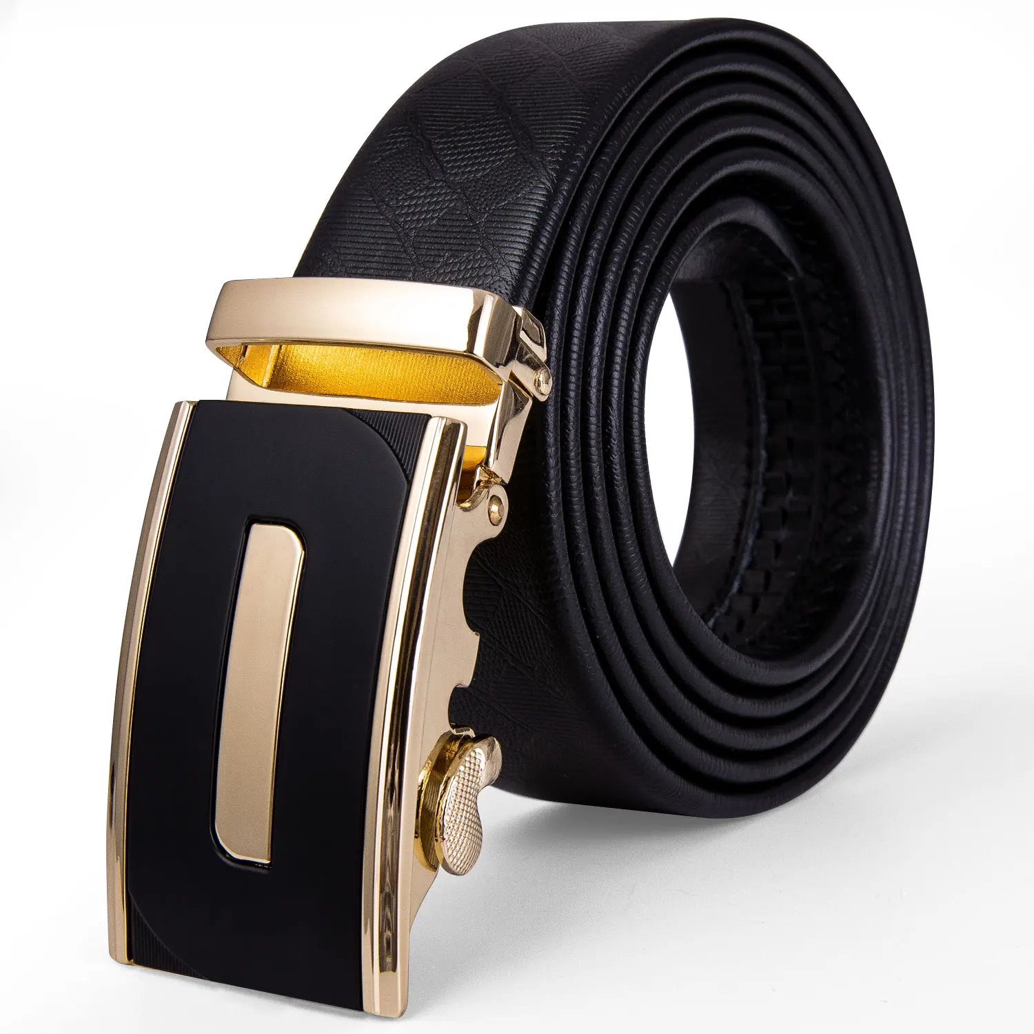 

Black Gold Metal Automatic Buckle Belt Genuine Leather Luxury Brand Automatic Belt Pants Jeans Male Cowskin Waist Strap DiBanGu