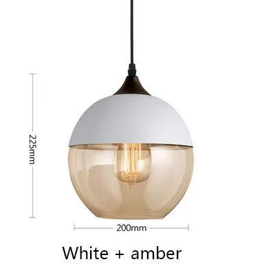 white and amber Современный скандинавский Лофт подвесной стеклянный подвесной светильник E27 светодиодный подвесной светильник для кухни ресторана бара гостиной спальни - Цвет корпуса: white and amber