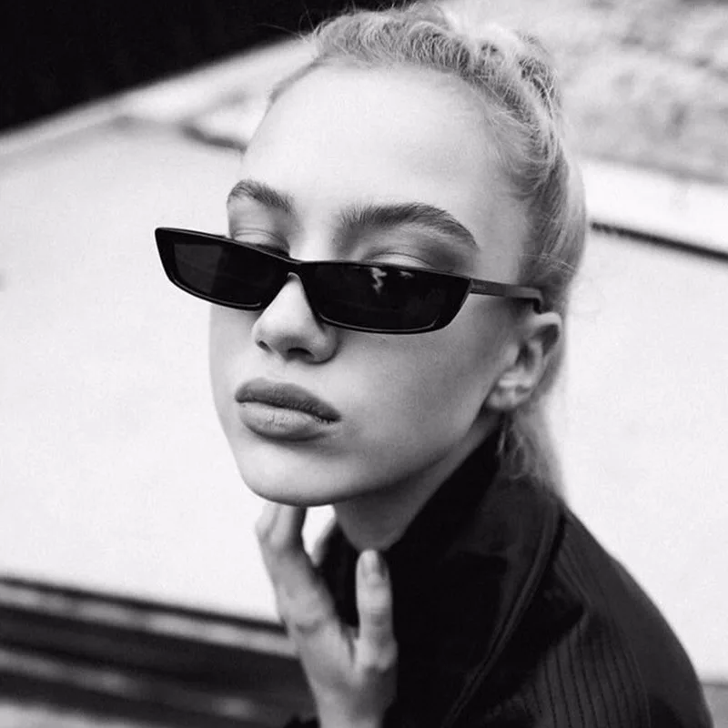 

2020 Fashion Rectangle Sunglasses Women Vintage Small Frame Cat Eye Sun Glasses Retro Ladies Personality Black Skinny Eyewear