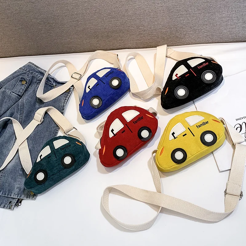 New Cartoon Canvas Shoulder Bag Korean Car Baby Girls Crossboby Bag Messenger Cute Xmas Gits for Children Small Hand Bags Sac