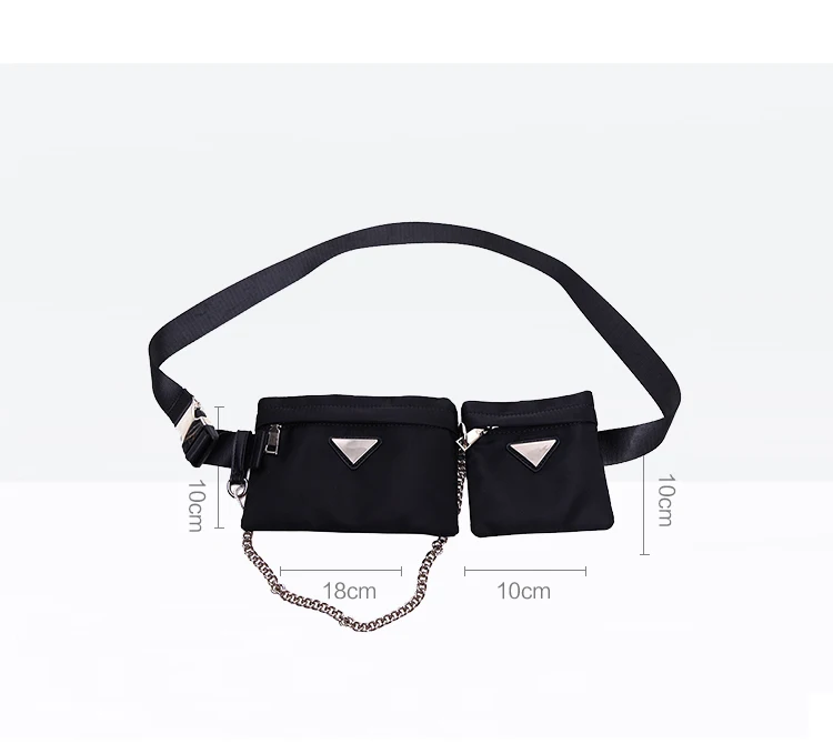 Многофункциональная поясная сумка с цепочками нейлоновые двойные карманы нагрудная сумка для мужчин и женщин уличный стиль Хип Хоп сумка через плечо