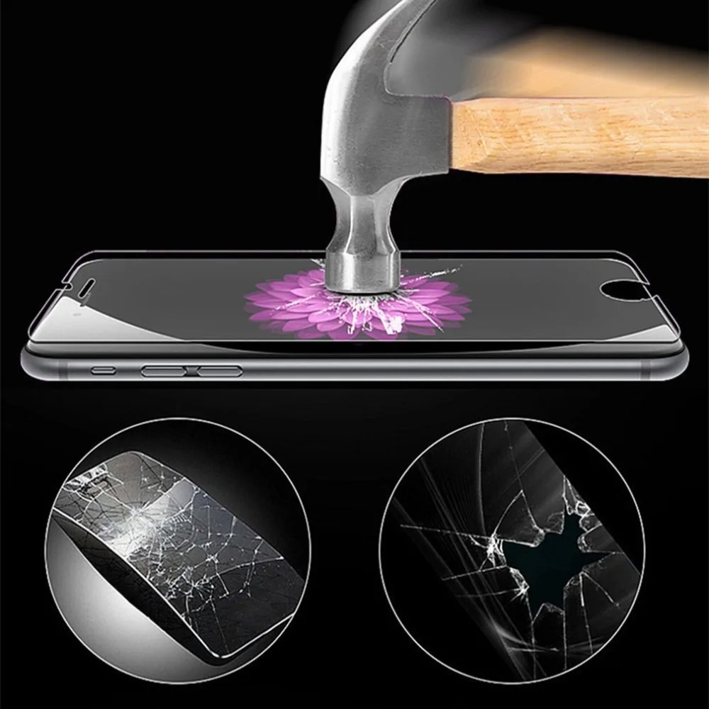 

9H tempered glass For iphone X 8 4s 5 5s 5c SE 6 6s plus 7 plus screen protector protective guard film case cover+clean kits