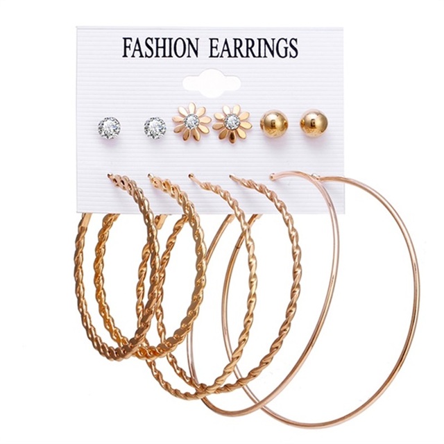 Fashion Women's Earrings Set Pearl Hoop Earrings For Women 2021 Bohemian Geometric Big Circle Gold Star Heart Earring Jewelry