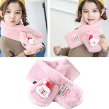 Рождественский плюшевый шарф-воротник для детей ясельного возраста с объемной аппликацией из мультфильма; зимняя накидка на шею